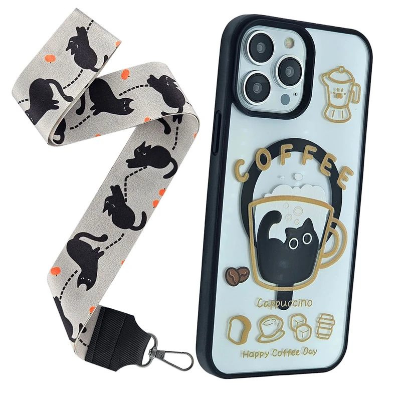 کاور فون کیس مدل مگ سیف کد کافی 01 مناسب برای گوشی موبایل اپل Iphone 13promax به همراه بند آویز