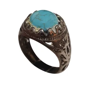 انگشتر نقره مردانه مدل فیروزه مصری FM216220