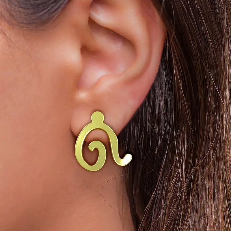 گوشواره طلا 18 عیار زنانه مدوپد مدل هندسی کد GA1-16134