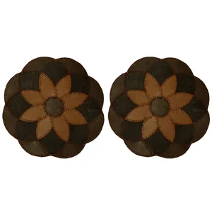 رومیزی مدل چرم طبیعی طرح گل هندسی کد 0087 مجموعه 2 عددی