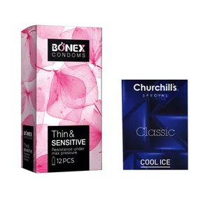 کاندوم بونکس مدل Thin & Sensitive بسته 12 عددی به همراه کاندوم چرچیلز مدل Cool Ice بسته 3 عددی