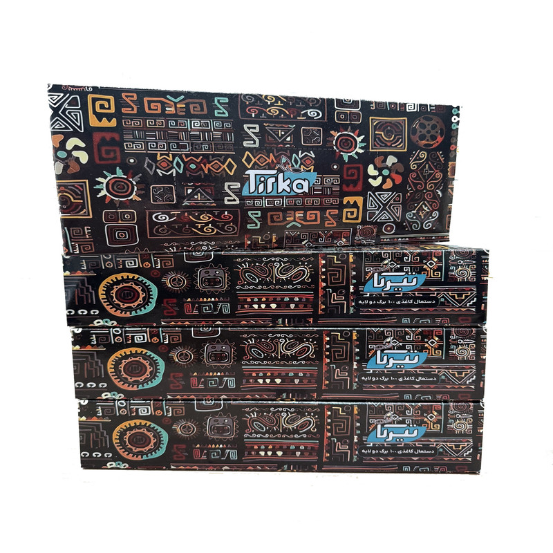 دستمال کاغذی 100 برگ 2 لایه تیرکا مدل گلیم بسته 4 تایی
