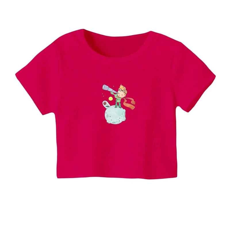 کراپ‌ تی‌شرت آستین کوتاه زنانه مدل شازده کوچولو کد 1