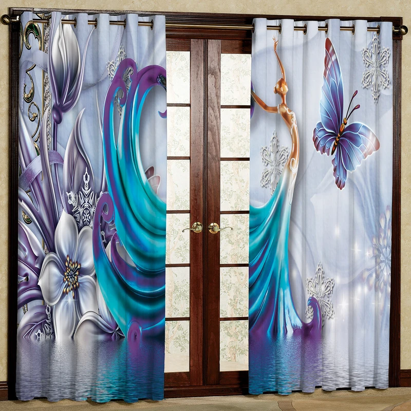  پرده چاپی  مدل هازان طرح پروانه سایز 280x140 سانتی متر