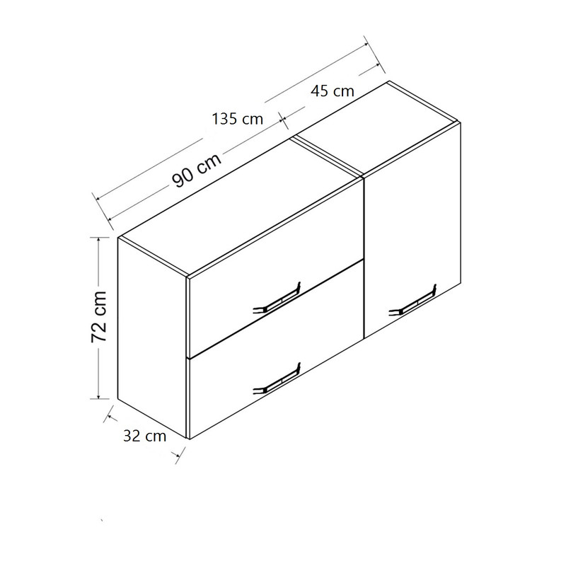 کابینت آشپزخانه مدل دیواری RO-L-135 cm