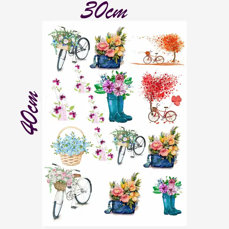 برچسب ترنسفر مدل دوچرخه و سبد گل
