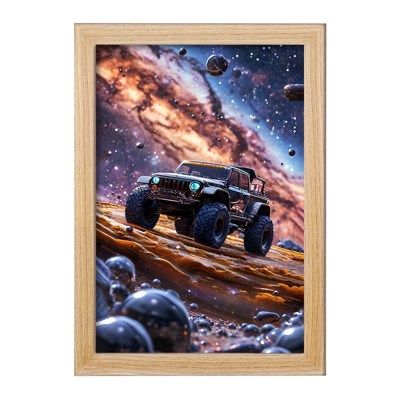 تابلو خندالو مدل ماشین آفرود و کهکشان کد F11524