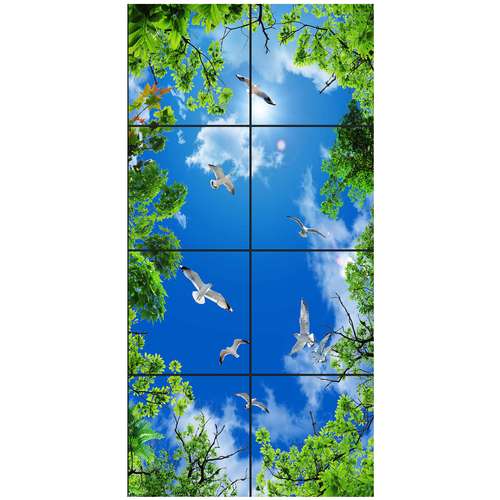 تایل سقفی آسمان مجازی طرح پرواز و درختان کد 0700 سایز 60x60 سانتی متر مجموعه 8 عددی