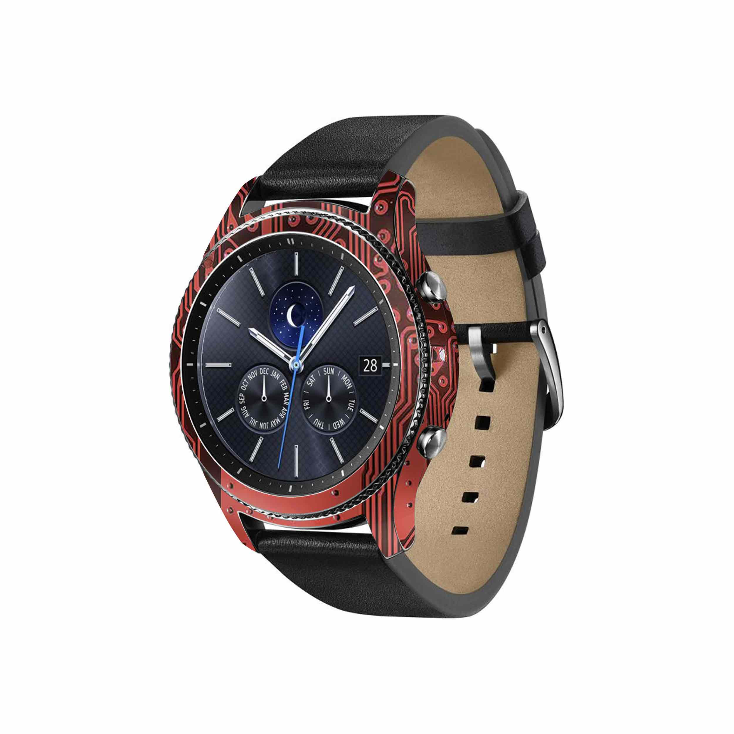 برچسب ماهوت طرح Red-Printed-Circuit-Board مناسب برای ساعت هوشمند سامسونگ Galaxy Gear S3 Classic