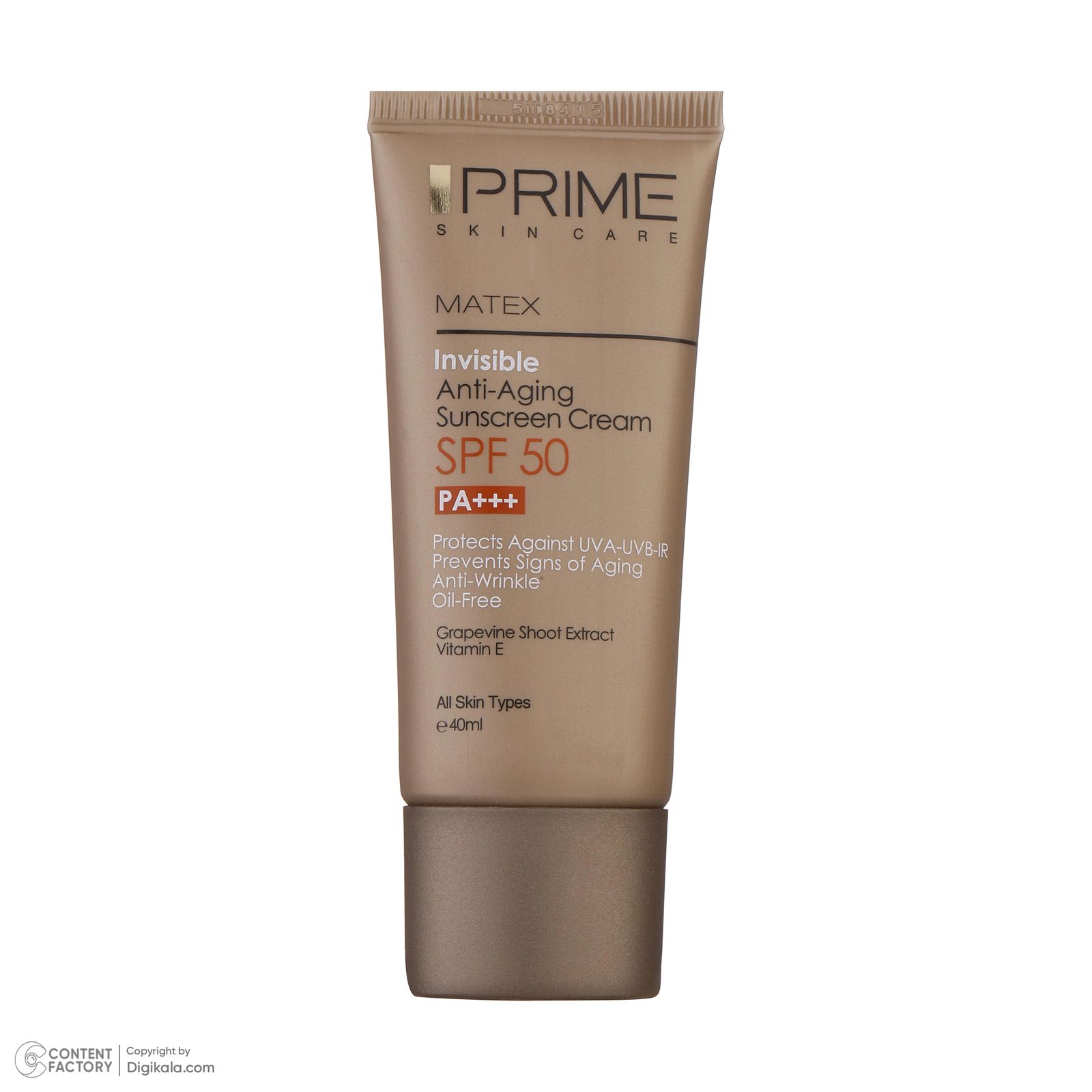 کرم ضدآفتاب بدون رنگ پرایم مدل Anti Aging SPF50، حجم 40 میلی‌لیتر -  - 13