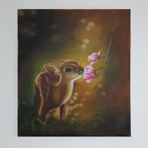 تابلو نقاشی رنگ روغن طرح آهو کد 5702