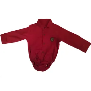 بادی آستین بلند نوزادی پسرانه رنگ زرشکی