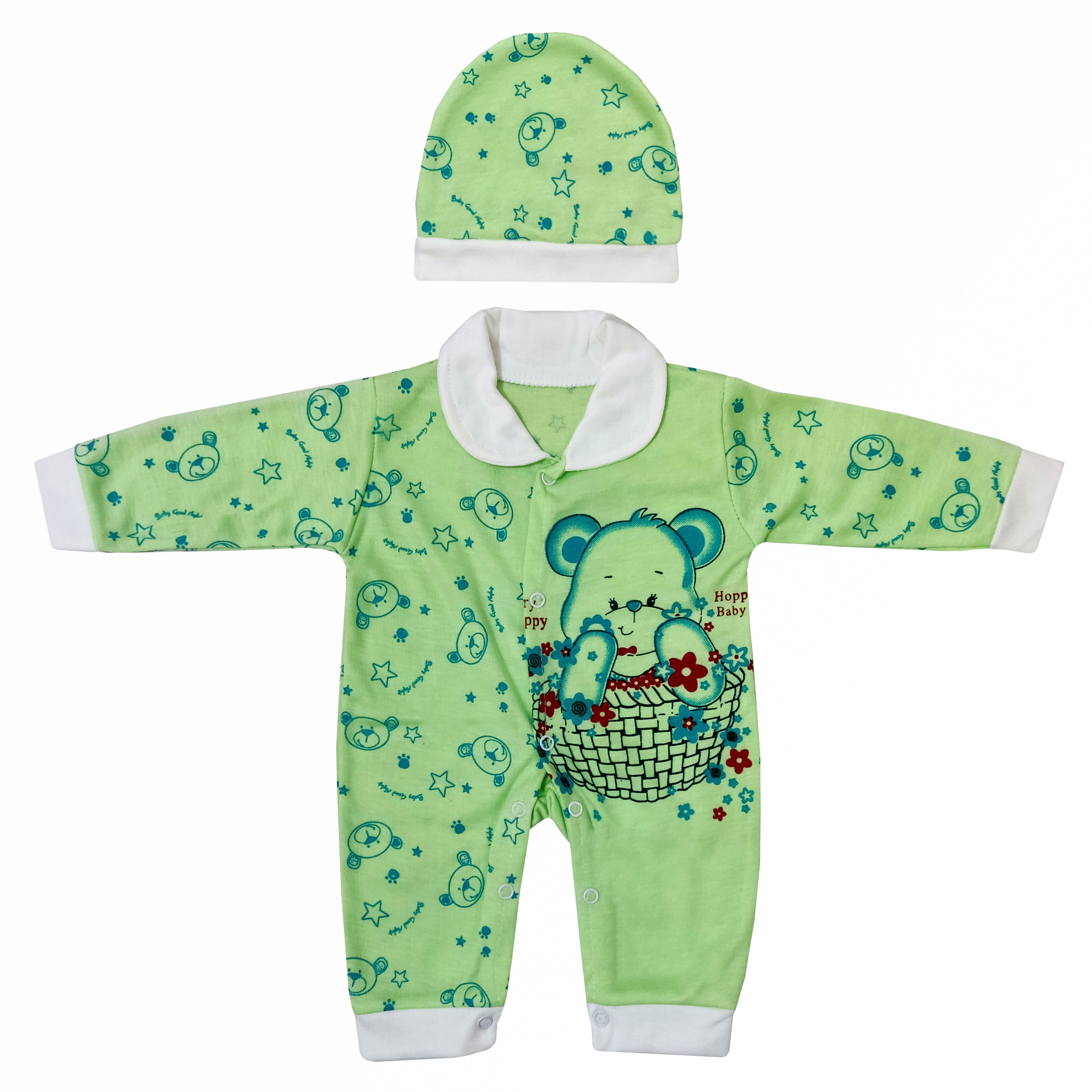 ست سرهمی و کلاه نوزادی مدل خرس کوچولو کد 402210