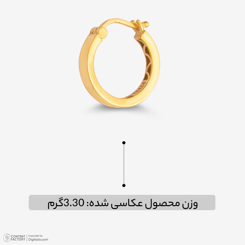 گوشواره کلیپسی طلا 18 عیار زنانه جواهری راز مدل حلقه ای اینه ای - 7
