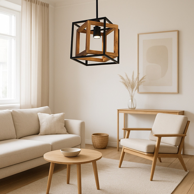 لوستر 1 شعله شاهان تک مدل wood10