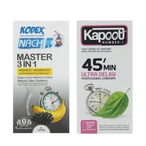 کاندوم تاخیری کاپوت مدل 45MIN بسته 12 عددی به همراه کاندوم تاخیری کدکس مدل MASTER 3 IN 1 بسته 12 عددی