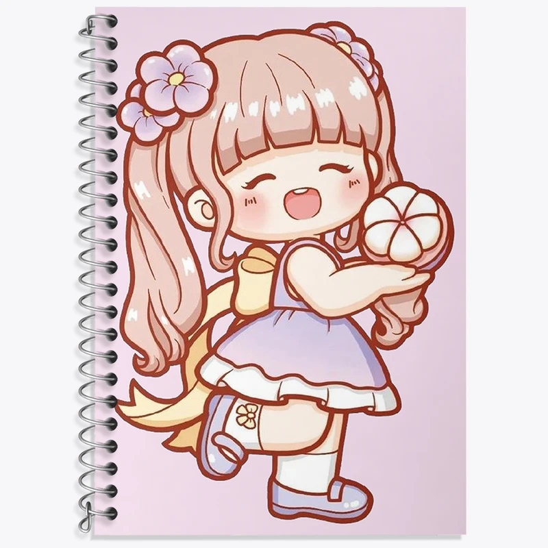 دفتر زبان 50 برگ خندالو مدل دو خط طرح دخترانه کیوت کد N1816