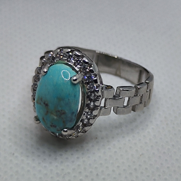 انگشتر نقره زنانه نقره جات بافندگان مدل فیروزه نیشابور کد 87