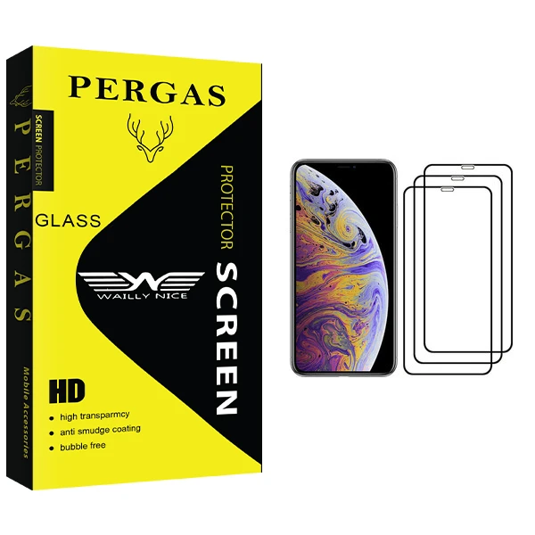 محافظ صفحه نمایش وایلی نایس مدل Pergas Glass مناسب برای گوشی موبایل اپل iPhone XS Max بسته سه عددی