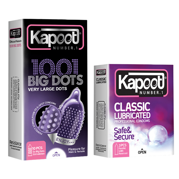 کاندوم کاپوت مدل BIG DOTS بسته 10 عددی به همراه کاندوم کاپوت مدل Classic Lubricated بسته 3 عددی کاندوم کاپوت مدل BIG DOTS بسته 10 عددی به همراه کاندوم کاپوت مدل Classic Lubricated بسته 3 عددی