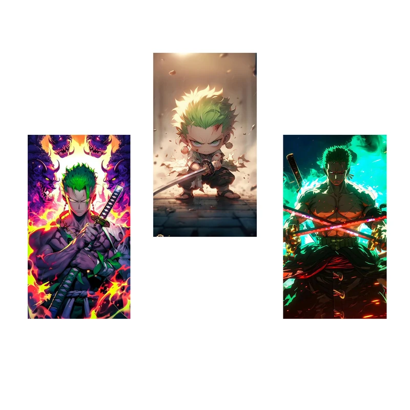 استیکر لپ تاپ و موبایل مدل انیمه طرح وان پیس رورونوا زورو one piece roronoa zoro کد 856 مجموعه 3 عددی