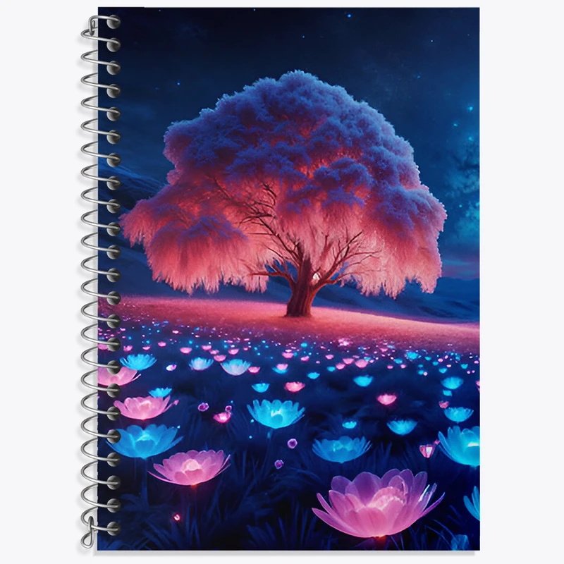 دفتر زبان 50 برگ خندالو مدل دو خط طرح تک درخت کد N3362