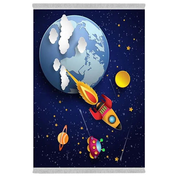 فرش پارچه‌ای دفه مدل فرشینه هازان مخمل طرح فانتزی کد 3154