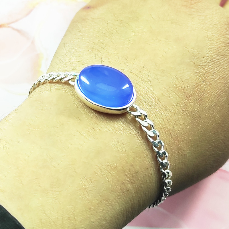 دستبند نقره زنانه سلین کالا مدل عقیق کبود کد mps-6