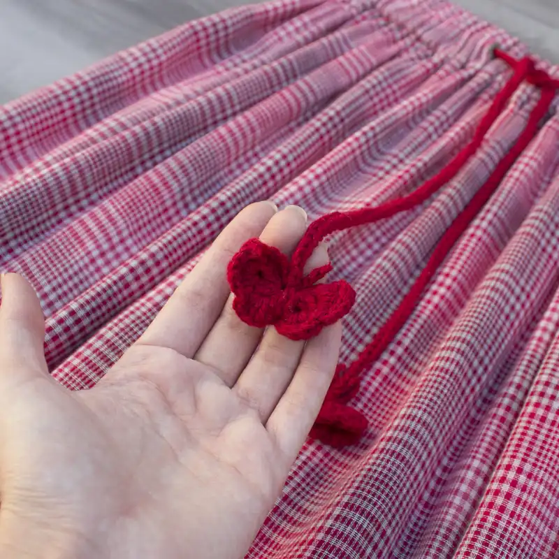 دامن زنانه مدل وال چهارخانه رنگ قرمز