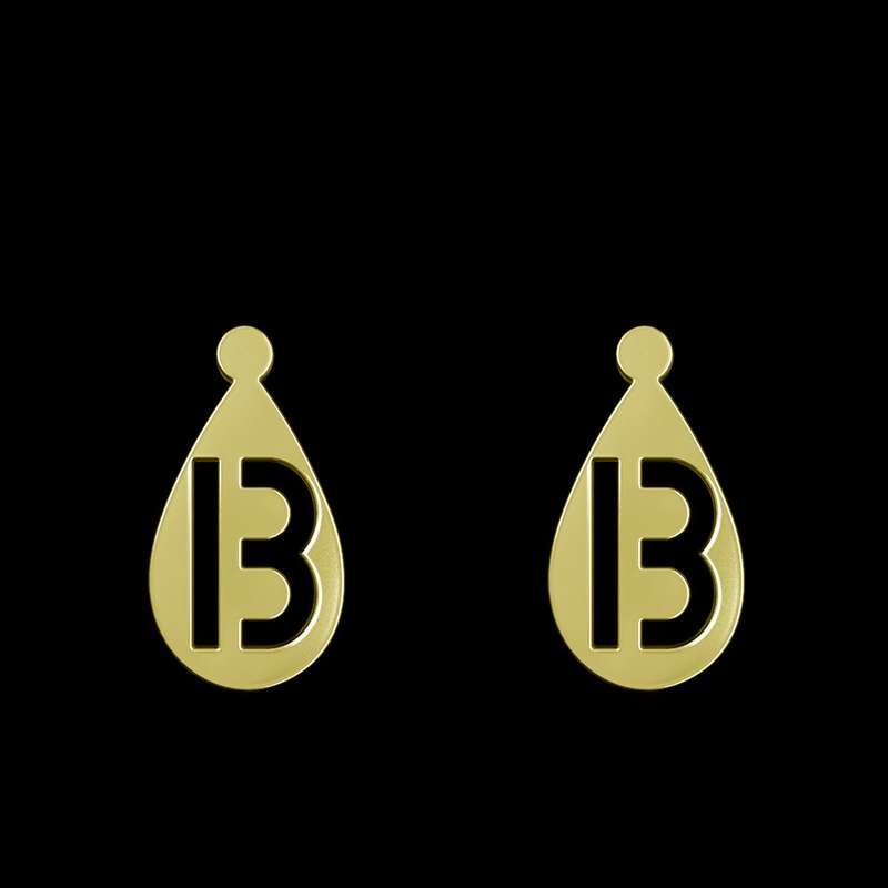 گوشواره طلا 18 عیار زنانه مدوپد مدل حرف B کد GA1-12850