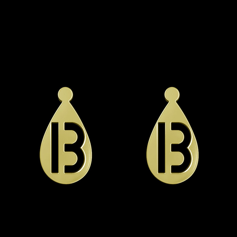 گوشواره طلا 18 عیار زنانه مدوپد مدل حرف B کد GA1-12850