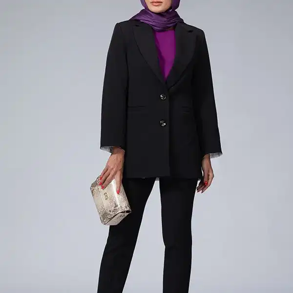 مانتو کتی زنانه برنس مدل کارولین رنگ مشکی