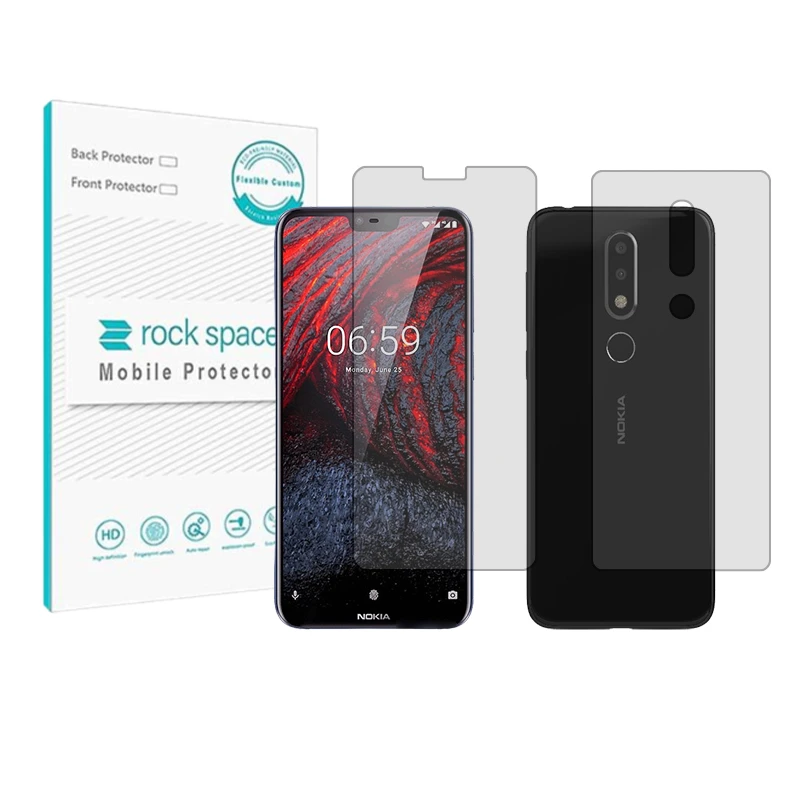 محافظ صفحه نمایش شفاف راک اسپیس مدل HyGEL مناسب برای گوشی موبایل نوکیا 6.1 Plus به همراه محافظ پشت گوشی