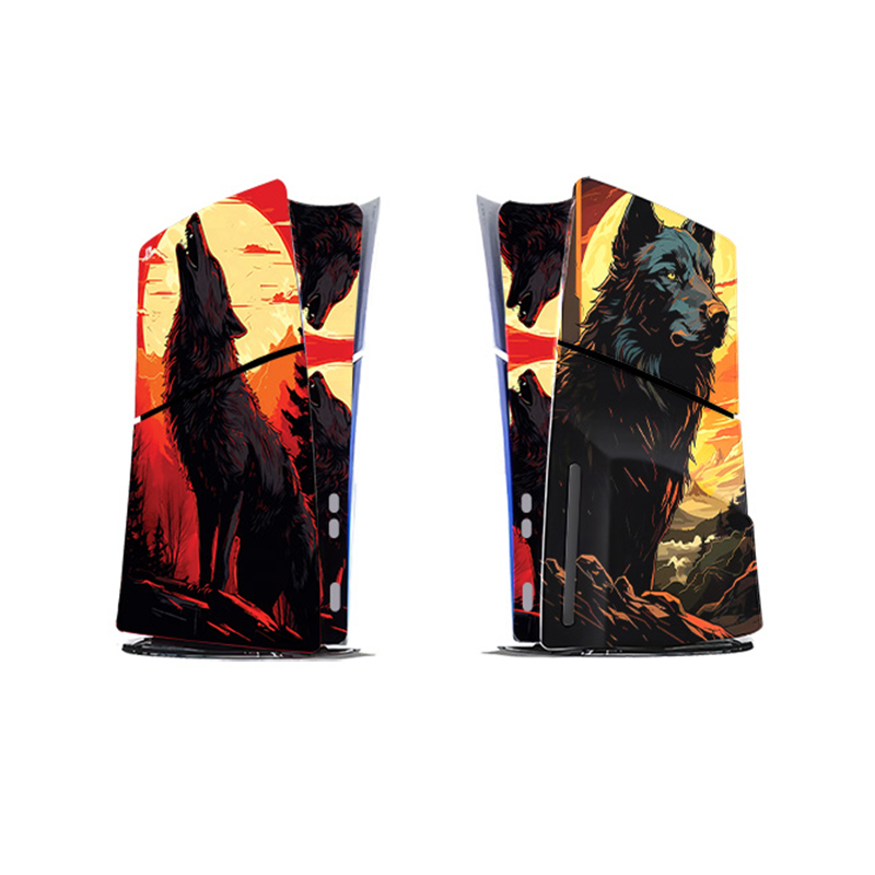 برچسب کنسول بازی پلی استیشن5 اسلیم دیسک خور توییجین وموییجین مدل wolf 01 مجموعه7 عددی