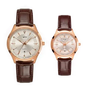 ست ساعت مچی عقربه‌ای کوارتز زنانه و مردانه مدل چرم کد 147