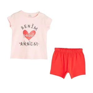 ست تی شرت استین کوتاه و شلوارک دخترانه ال سی وایکیکی کد 194