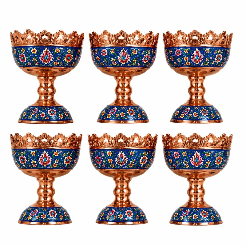 آجیل خوری مسی آقاجانی کد P063 مجموعه 6 عددی