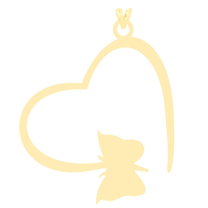 آویز گردنبند طلا 18 عیار زنانه کرابو طرح قلب و پروانه مدل Kr3187 -  - 1