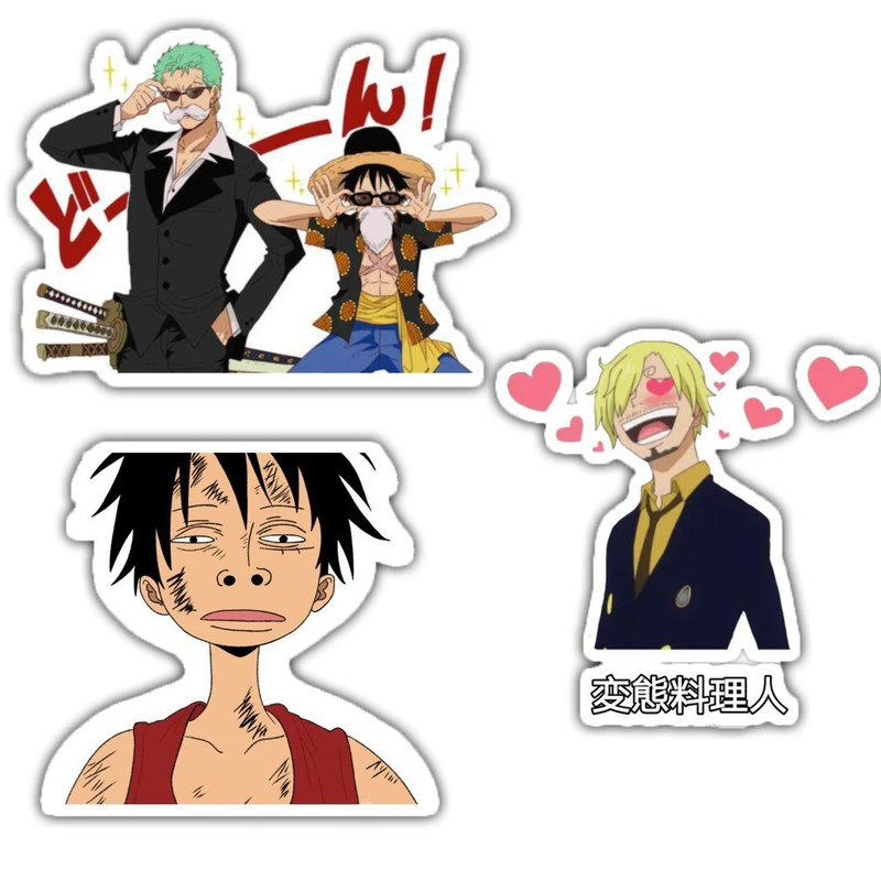 استیکر لپ تاپ و موبایل گوفی طرح انیمه وان پیس مدل Heart Eyed 1 مجموعه 3 عددی