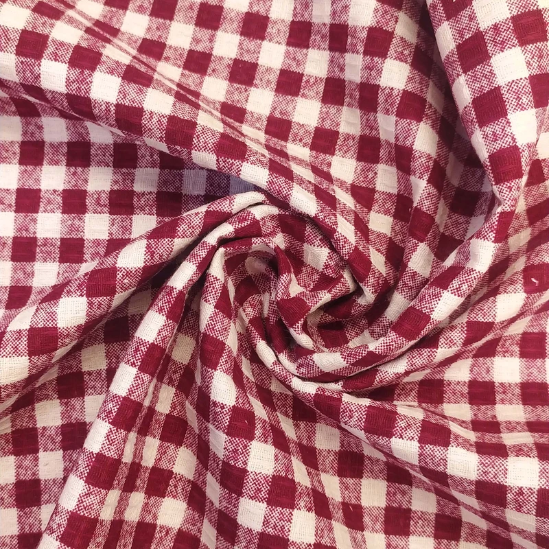 پارچه آشپزخانه عرض 1.4 متر مدل چهارخانه رنگ زرشکی