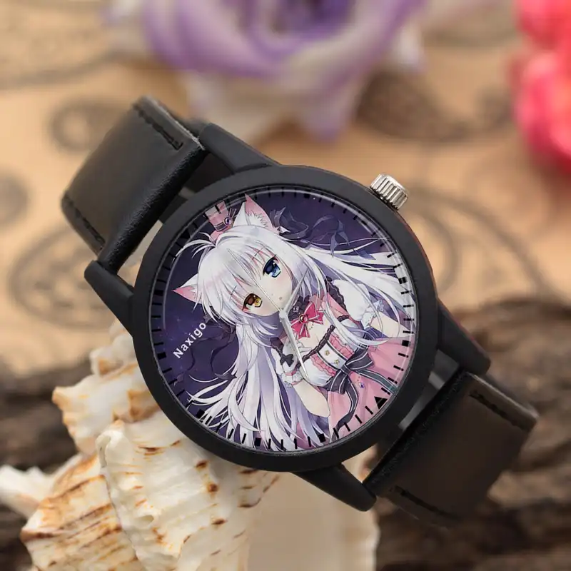 ساعت مچی عقربه ای ناکسیگو مدل دختر گربه ای کد LF6830