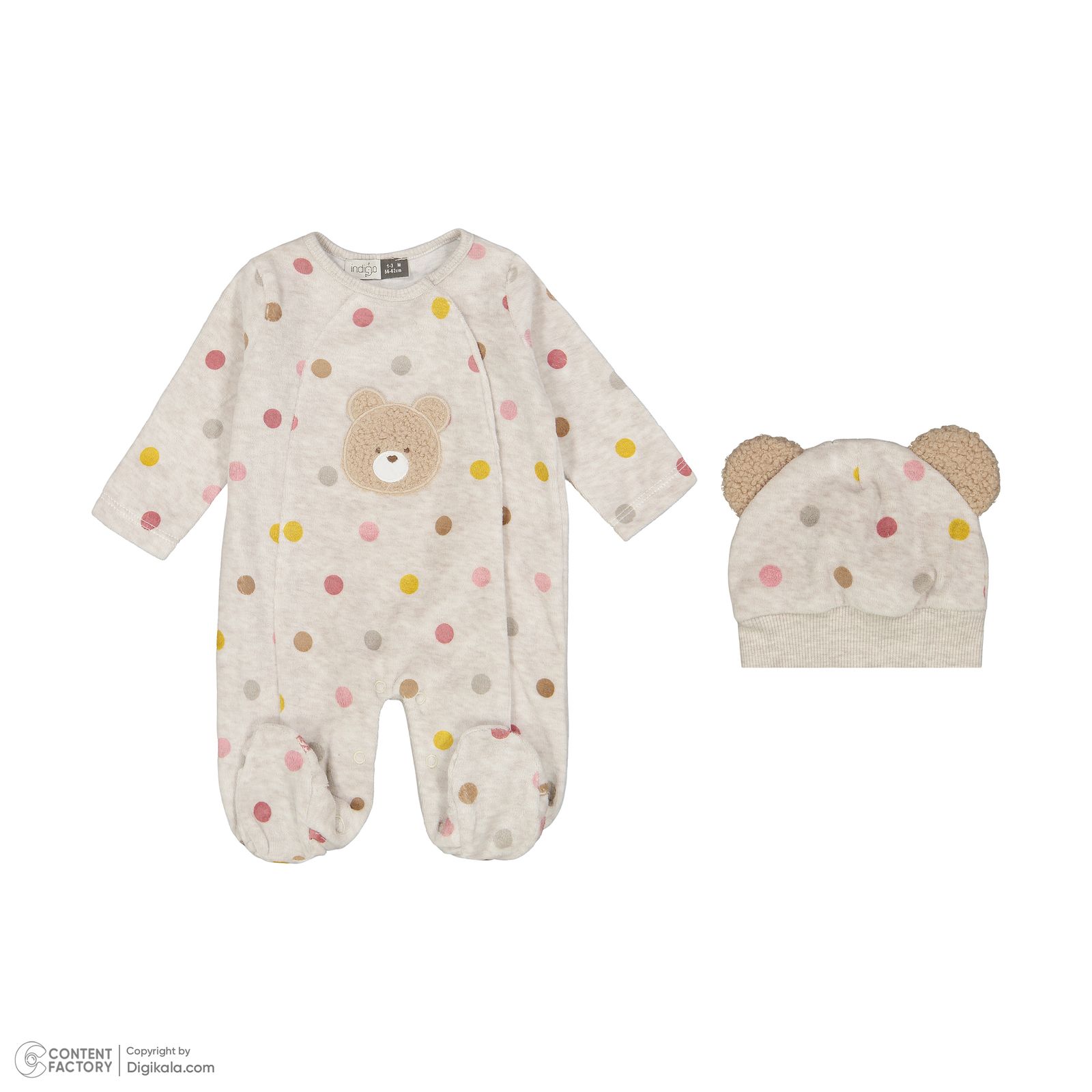 سرهمی نوزادی ایندیگو مدل کوکی کد 24109 به همراه کلاه -  - 3