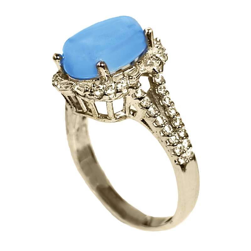 انگشتر نقره زنانه مدل عقیق یمنی کبود کد YW4088