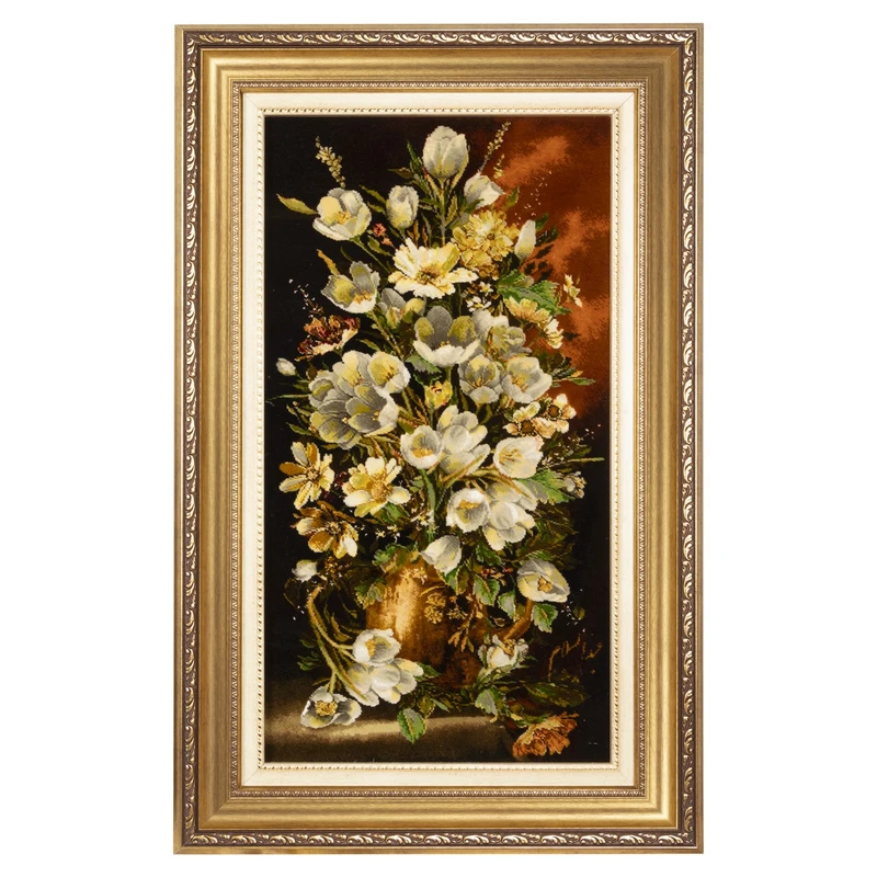 تابلو فرش دستباف سی پرشیا طرح گل در گلدان کد 904235