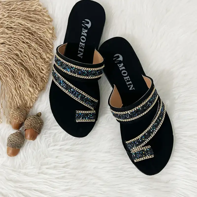 دمپایی زنانه مدل روفرشی نگین انگشتی کد 0001