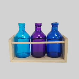 گلدان دکوری گوشکوب مدل شیشه رنگی  کد P031 بسته 3 عددی