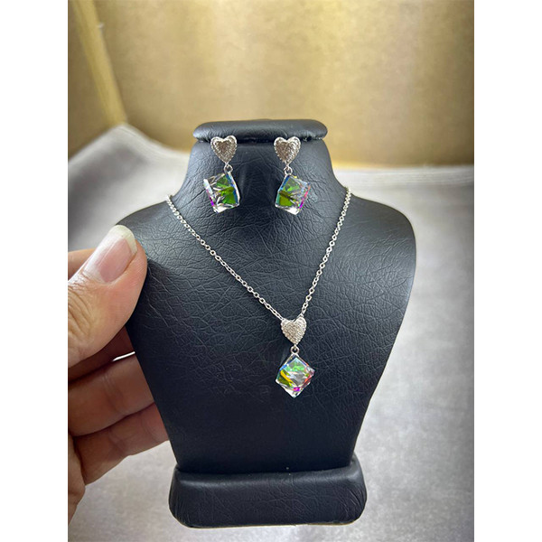 نیم ست نقره زنانه مدل مکعب جواهری کد 689844 نیم ست نقره زنانه مدل مکعب جواهری کد 689844