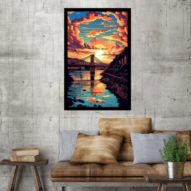 تابلو نوری بکلیت طرح نقاشی رنگ روغن آبستره پل و طبیعت مدل B-MID-18078