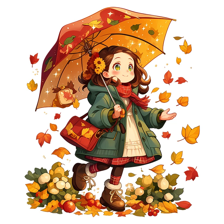 استیکر پارچه و لباس پاد آفرین مدل دخترانه طرح پاییز کد S2452