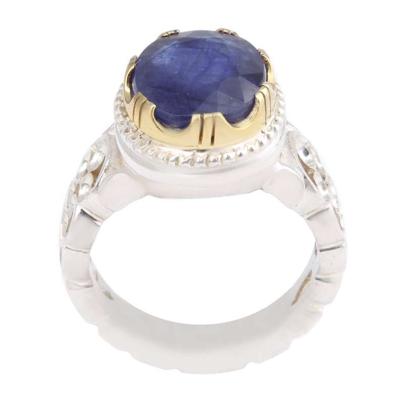 انگشتر نقره مردانه بازرگانی میلادی مدل سنگ یاقوت کبود رکاب دست ساز کد AM_2526